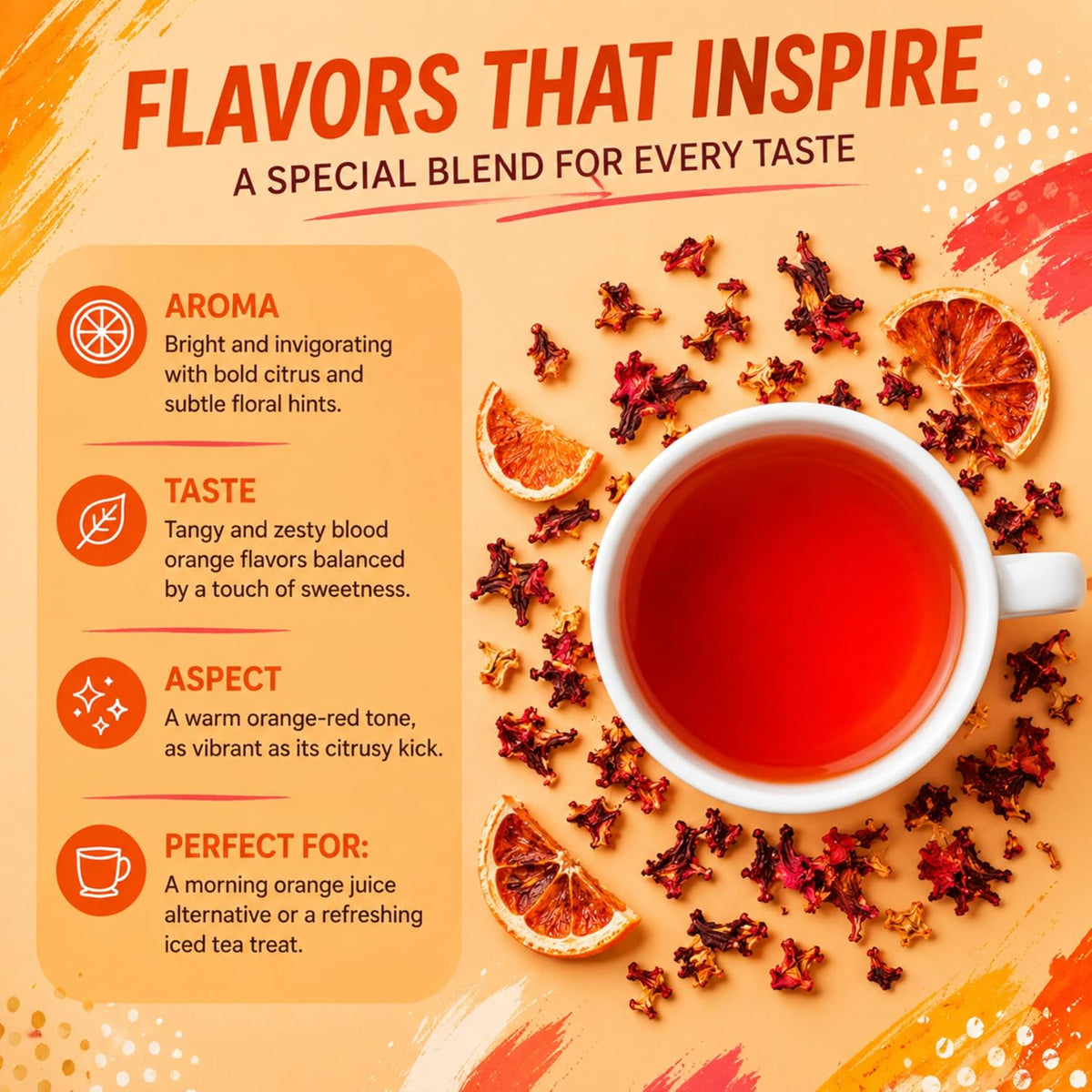 Katy’s Blood Orange Loose Tea - Hibiscus, Orange & Rose Hips - Loose Leaf Herbal Tea, Caffeine-Free, Sugar-Free - Hot or Iced Tea - 30+ Cups