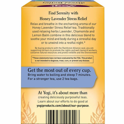 Yogi Honey Lavender Stress Relief Tea, 16 Tea Bags (4 Pack)