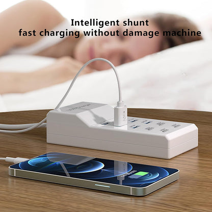 USB Charger,50W USB Charging Station with 10-Port (6 USB-A Port & 4 USB-C Port) Compatible with iPhone 15/14/13/12/11/X/8/7/6 Phones, Watch,Tablets, Smartphones Black