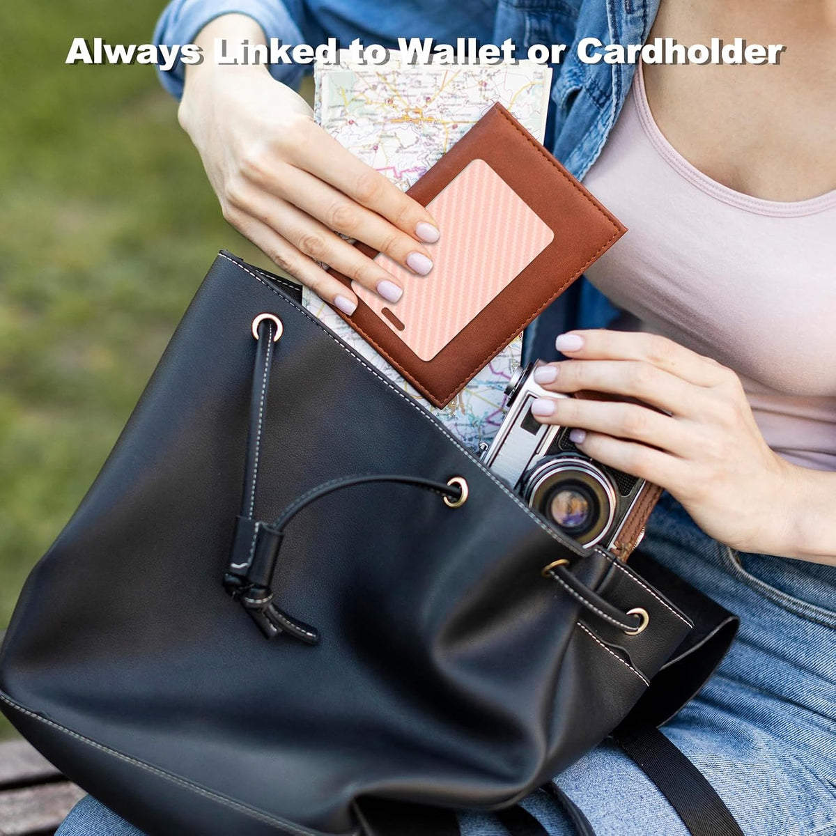 Wallet Tracker Card, Slim Rechargeable Bluetooth Item Locator, Smart Finder Compatible with Apple Find My for Wallet, Luggage, Passport, IP68 Waterproof (iOS Only) (Carbon Fiber Black)