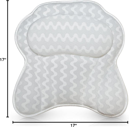 Bath Pillow Bathtub Pillow Back Neck Support Pillow, Spa Cushion for Tub, Relaxing Headrest Bath Pillow, Portable Washable Bathtub Accessories with 3D Air Mesh Thick Soft Bath Pillow (Deluxe)