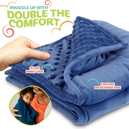 Modern Innovations 7 Pack Kidaddle 5lb Weighted Blanket Blue Plush Minky Lap Pad with Sensory Support for Autism or ADHD Giftable Blanket with Travel Bag