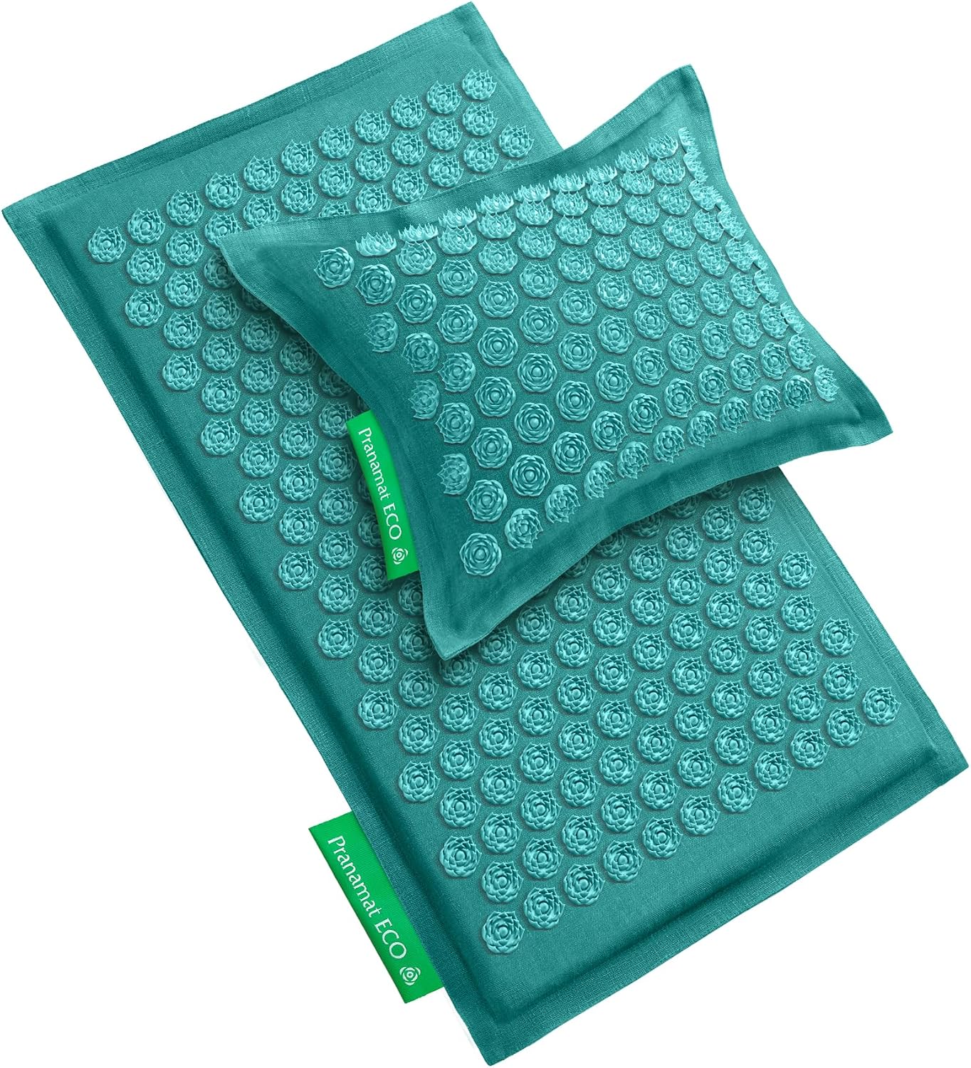 Pranamat Acupressure Large Mat and Pillow Set, Premium Acupressure Therapy for Pain Relief and Relaxation, Handcrafted in Europe with Sustainable and Natural Materials (Obsidian)