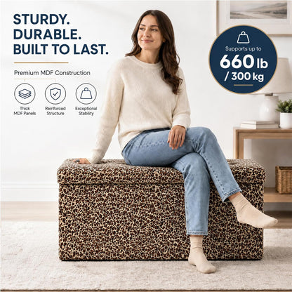 ALASDO Storage Ottoman Footrest Stool Small Ottoman with Storage Foldable Ottomans Foot Rest Footstool Bench for Living Room 17x13x13inches Grey