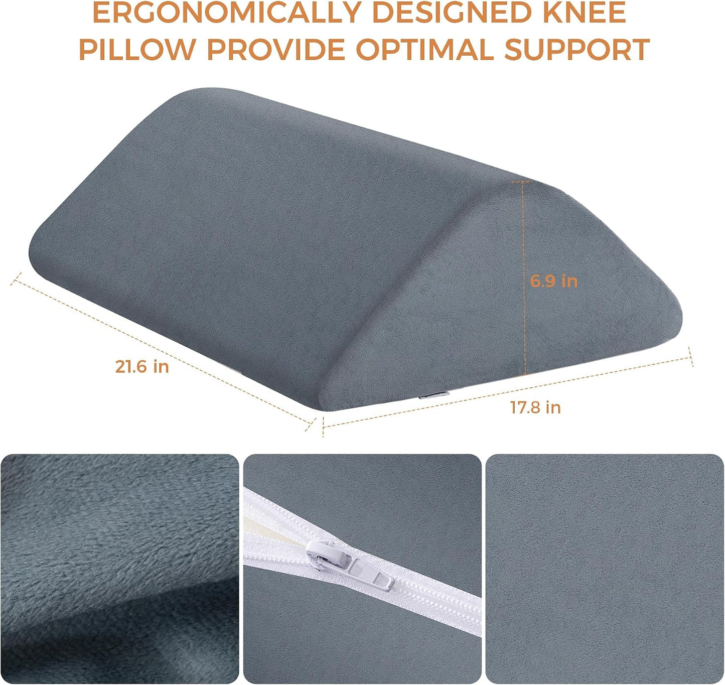 Knee Wedge Pillow for Post-Surgery Recovery-Leg Elevation Support for Sleep Position, Alleviating Lower Back & Hip Pain Enhancing Circulation in Ankles Legs Triangle Pillow with Removable Cover