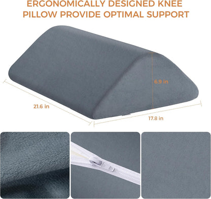 Knee Wedge Pillow for Post-Surgery Recovery-Leg Elevation Support for Sleep Position, Alleviating Lower Back & Hip Pain Enhancing Circulation in Ankles Legs Triangle Pillow with Removable Cover