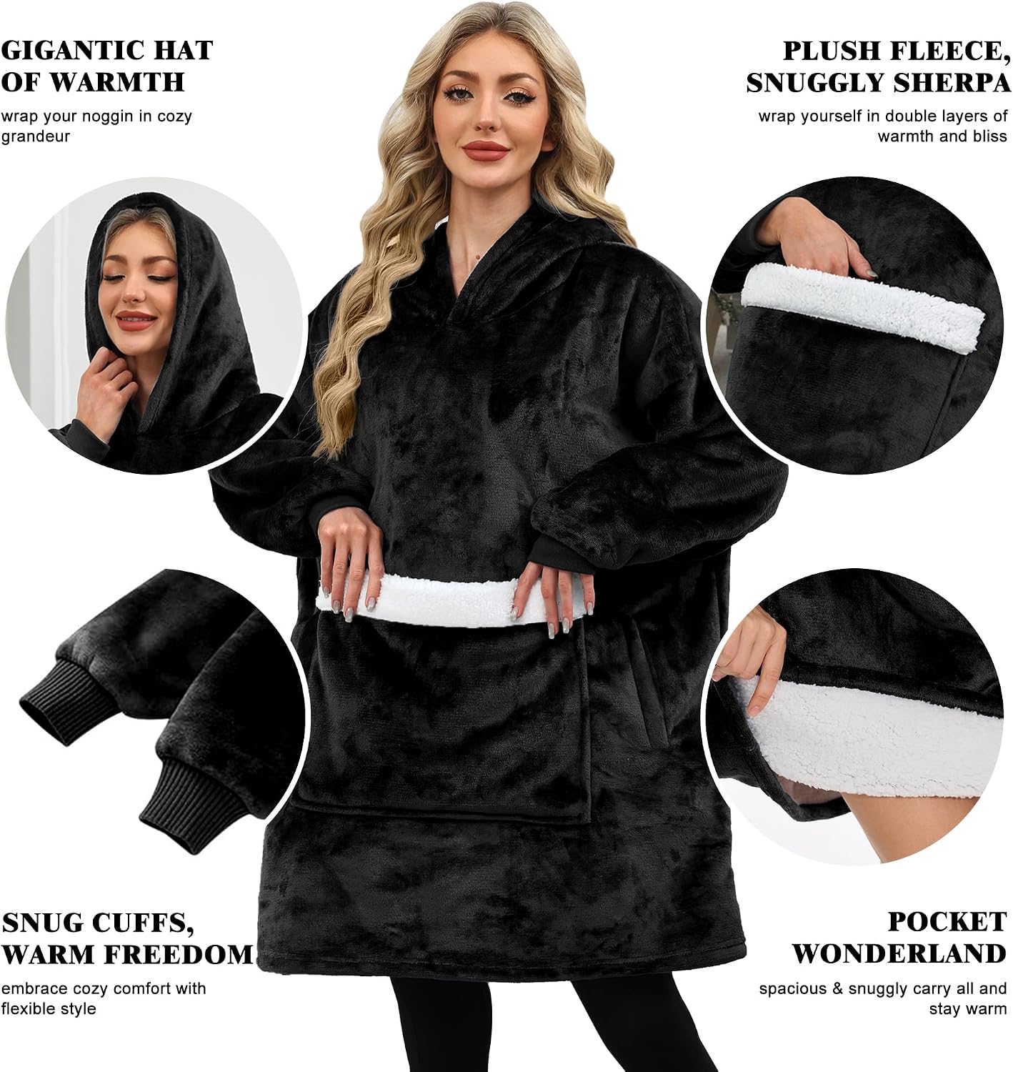 Wearable Blanket Hoodie Gifts for Women Men, Oversized Blanket Sweatshirt Cozy Fleece Blanket with Dog Giant Pocket