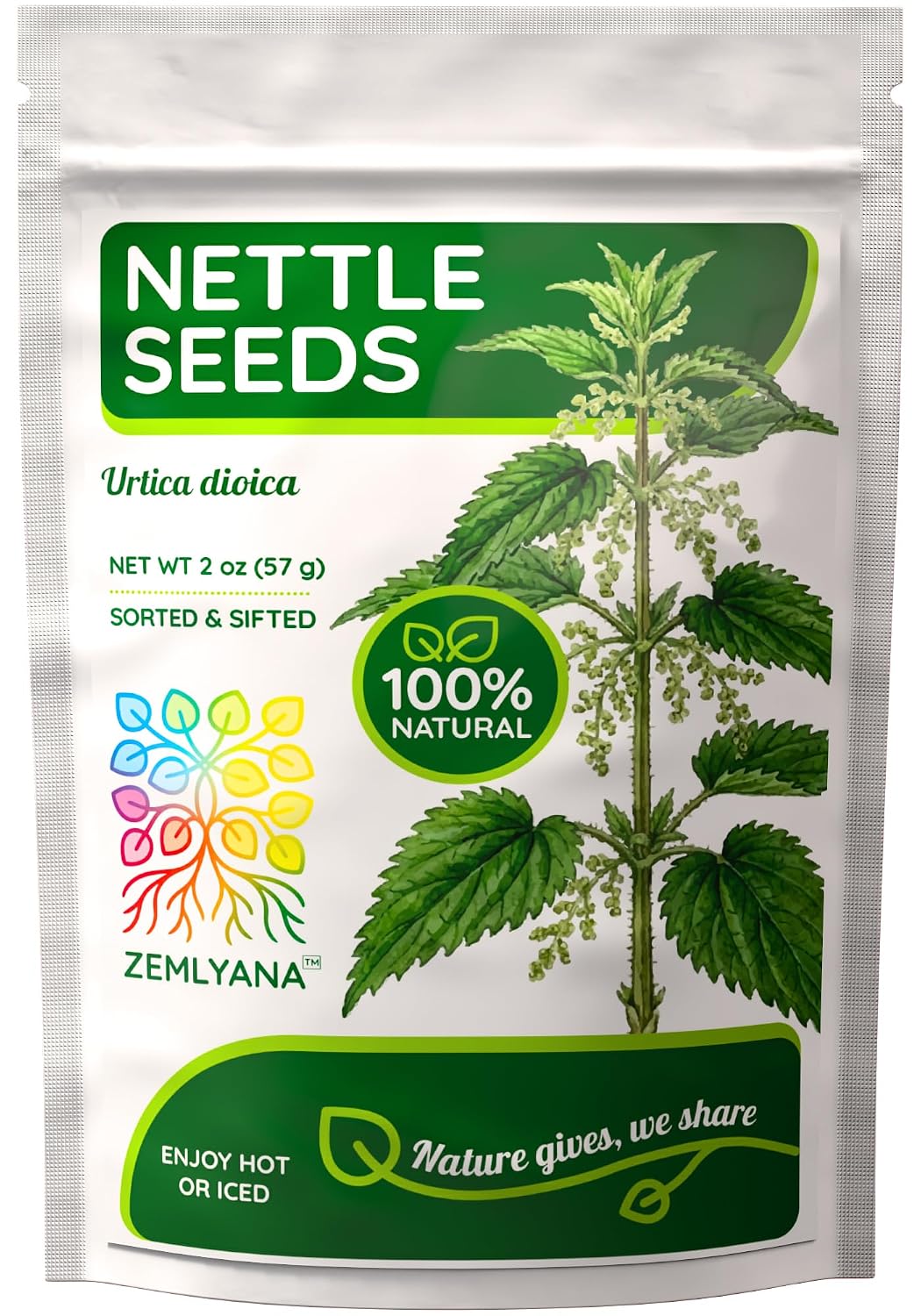 Dried Stinging Nettle Seed for Tea - Whole Urtica dioica Seeds, 2 oz
