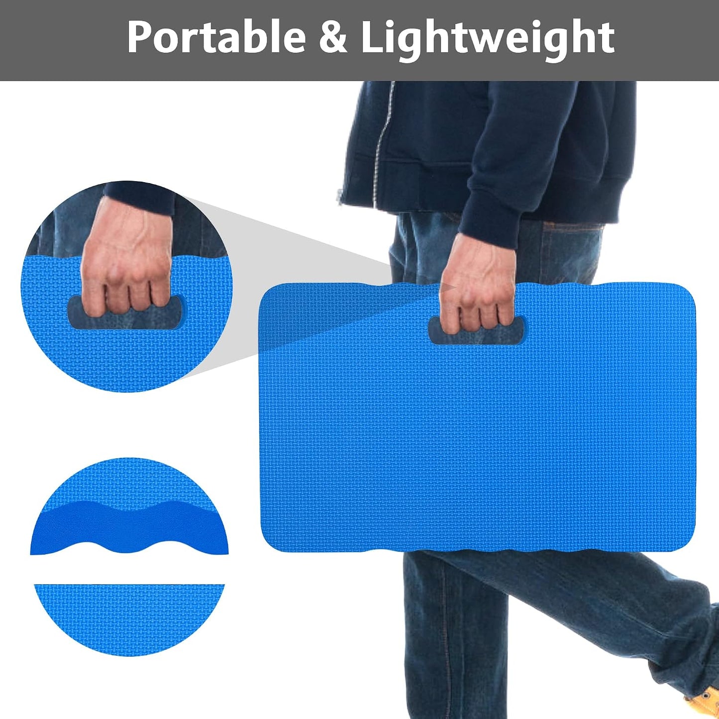 HOOPLE Extra Thick Kneeling Pad, Soft Foam Kneeling Cushion, Waterproof Gardening Knee Pads, Lightweight Knee Mat for Bathing, Workout Supplies, Exercise Yoga, Garden Work Gifts 17.5 x 11x 1 in, Blue