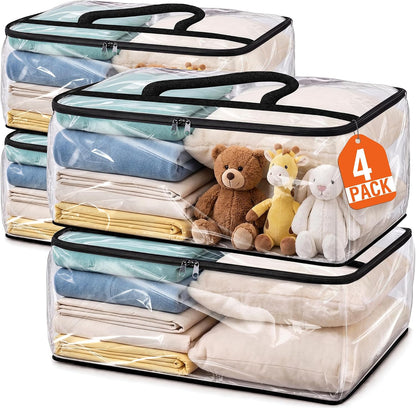SpaceTrove Clear Storage Bags, 4-Pack Under Bed and Closet Organizers 40L