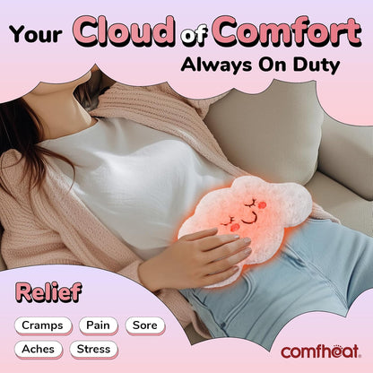 Microwave Unscented Heating Pad for Pain Relief, Moist Heat Pack Hot Compress for Period Cramps, Shoulder, Muscles, Cute Cloud Plush Heating Pad, Gift for Girl Women, with Washable Cover