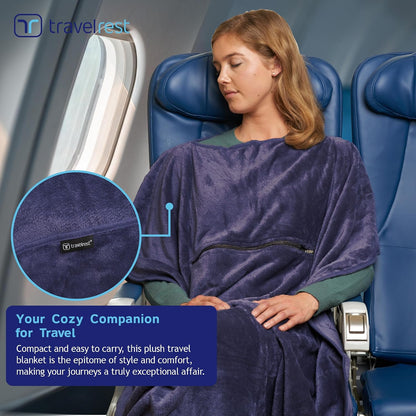 travelrest 4-in-1 Travel Blanket – Wearable Blanket, Pillow & Body Wrap, Lightweight, Compact & Cozy with Carry Case, Travel Friendly, Comfort, Ideal for Airplanes, Long Flights, Road Trips - Gray
