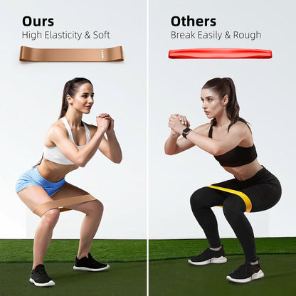 Resistance Bands for Working Out, 5-Pack Elastic Exercise Bands for Strength Training, Stretching, Workout; Home Gym Equipment for Women Men, Pilates Yoga Physical Therapy, Leg Glute Arm Exercise Kit