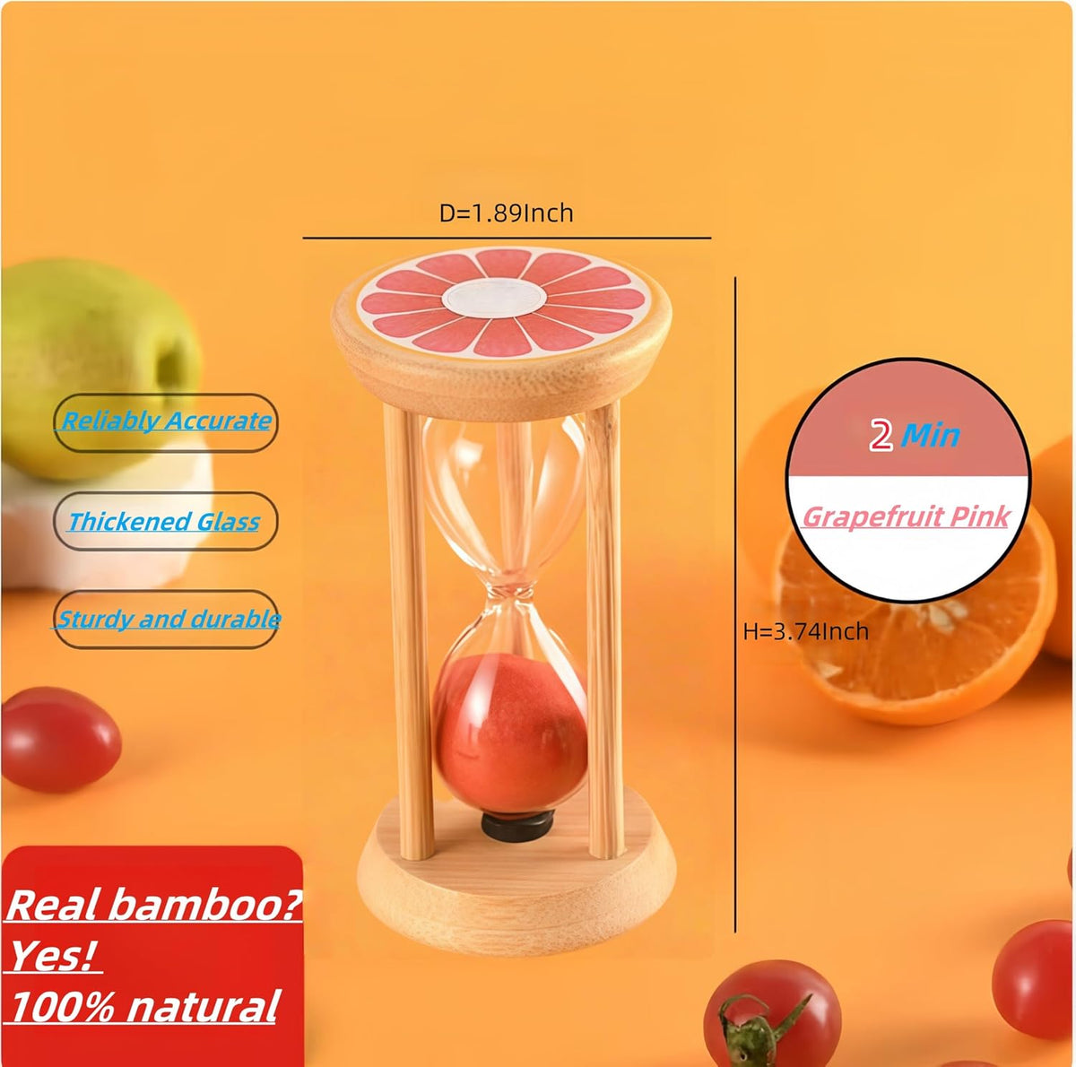 Mini Wooden Sand Timers,100% Bamboo Hourglass Sand Timers 1Min Sandglass Timer for Toothbrush Timer Games Classroom Home Office Cooking(Blue+1Min)