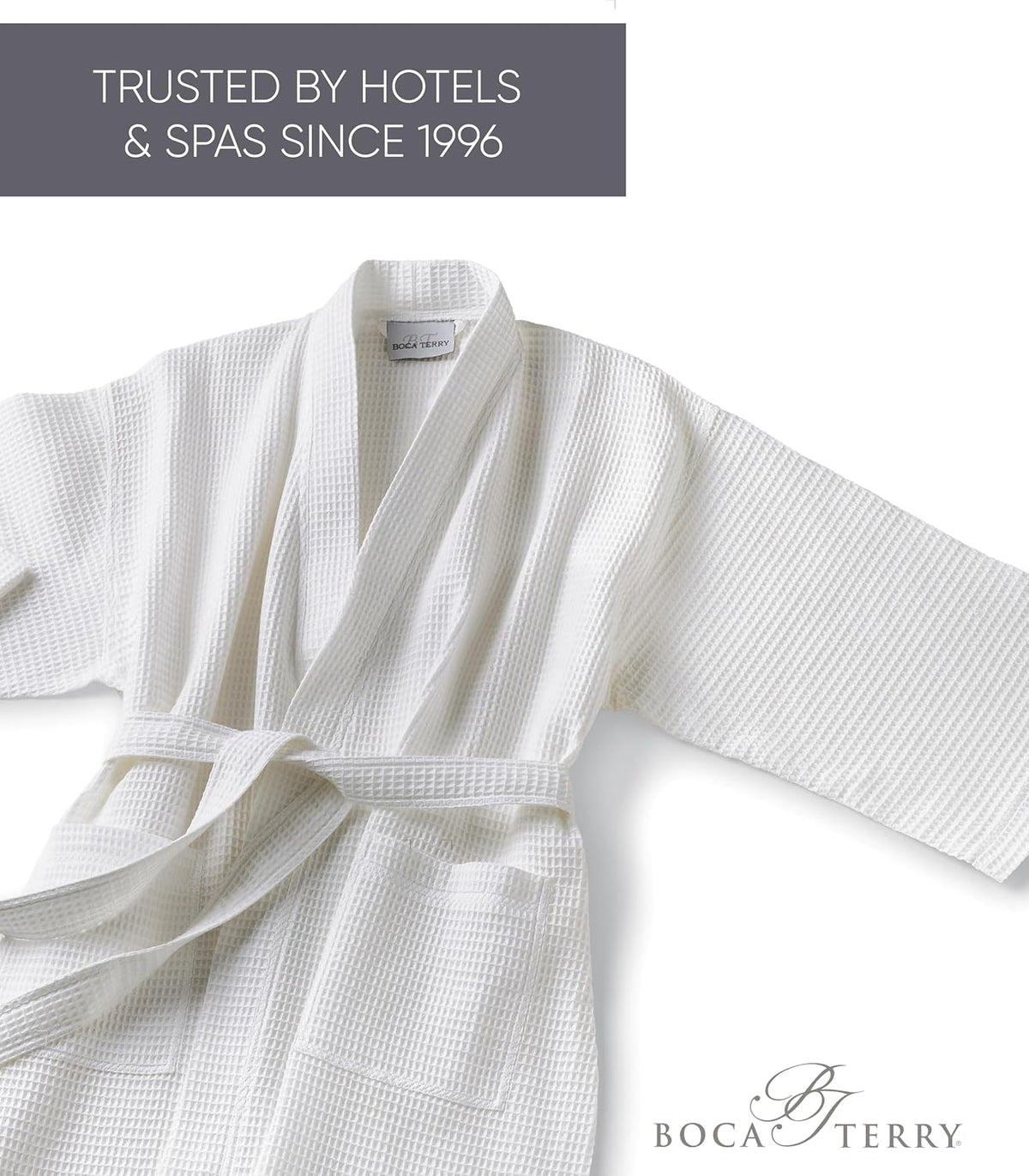Women’s Waffle Robe by Boca Terry, Kimono Style Lightweight Summer Robe
