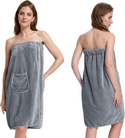 PJGGZ Towel Wrap for Women, Three Adjust Clasps Closure Bath Wraps After Shower Spa Sauna Bathrobe(Available in Plus Size)
