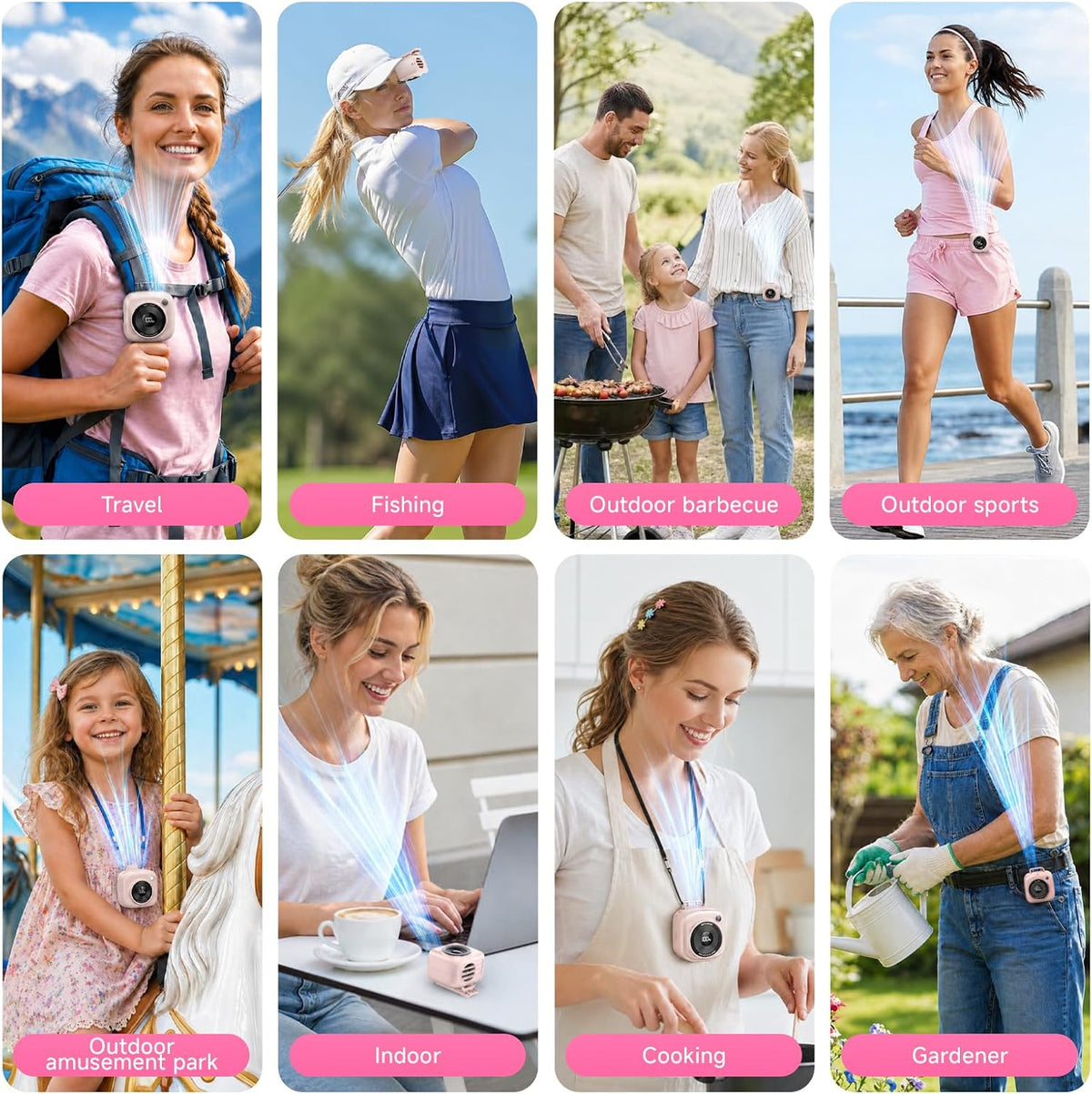 Portable Waist Fan, Rechargeable Wearable Fan w/ LED Display, 3 Speeds, 3000mAh Battery, 10H Runtime, Mini Turbo Airflow, Clip on Belt/Shirt/Hat, for Travel,Outdoor, Concert,Gift for Men Women-1 PACK