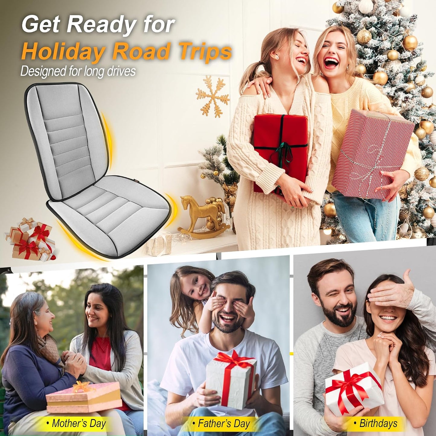 kingphenix Car Seat Cushion with Back Support Pillow: Enhanced Comfort Memory Foam Design for Pain Relief, Ideal for Drivers and Office Use - Ergonomic Lumbar Comfort for Long Sitting - Black