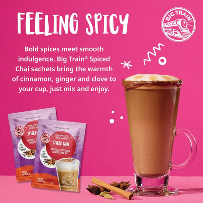 Big Train Spiced Chai Tea Latte Beverage Mix, 2.9 oz Packets (Pack of 12)