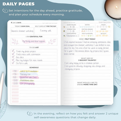 Clever Fox Self-Care Journal – Daily Reflection Notebook – Mental Health & Personal Development Planner, Meditation & Mood Log, A5 (Aquamarine)