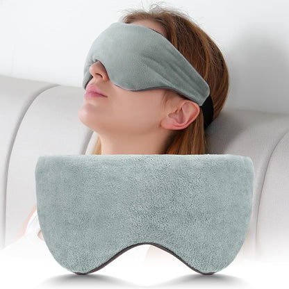 Sivio Weighted Eye Mask for Sleeping, Cooling & Cozy Reversible Blackout Sleep Mask for Women & Men, Microwave Freezable Heavy Blindfold for Airplane, Travel, Meditation, 0.55lb, Grey