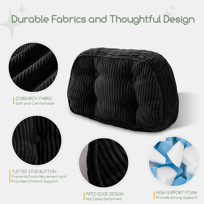 HIGOGOGO Lumbar Support Pillow for Recliner Chair/Accent Chair/Couch/Office Chair, Tufted Corduroy Back Support Cushion for Elderly, Recliner Cushions for Back Rest, Pain Relief, Reading, Brown