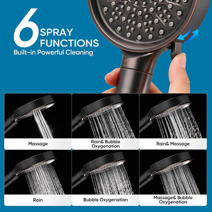 Cobbe Filtered Shower Head with Handheld, High Pressure 6 Spray Mode Showerhead with Filters, Water Softener Filters Beads for Hard Water - Remove Chlorine - Reduces Dry Itchy Skin, Chrome