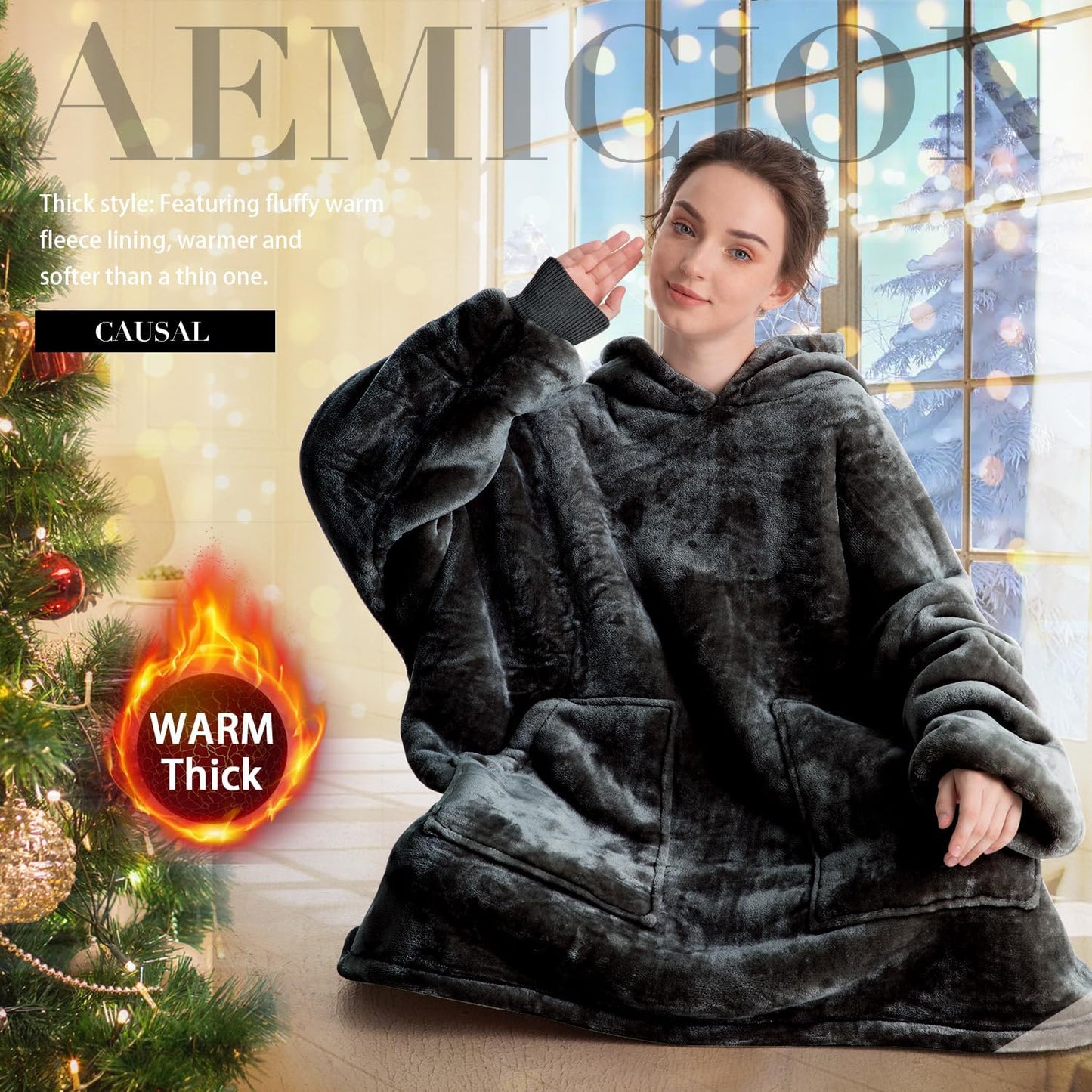 Aemicion Strawberry Blanket Hoodie,Oversized Sherpa Wearable Hooded Blanket,Warm Cozy Sweatshirt Gifts for Women Girls Adult