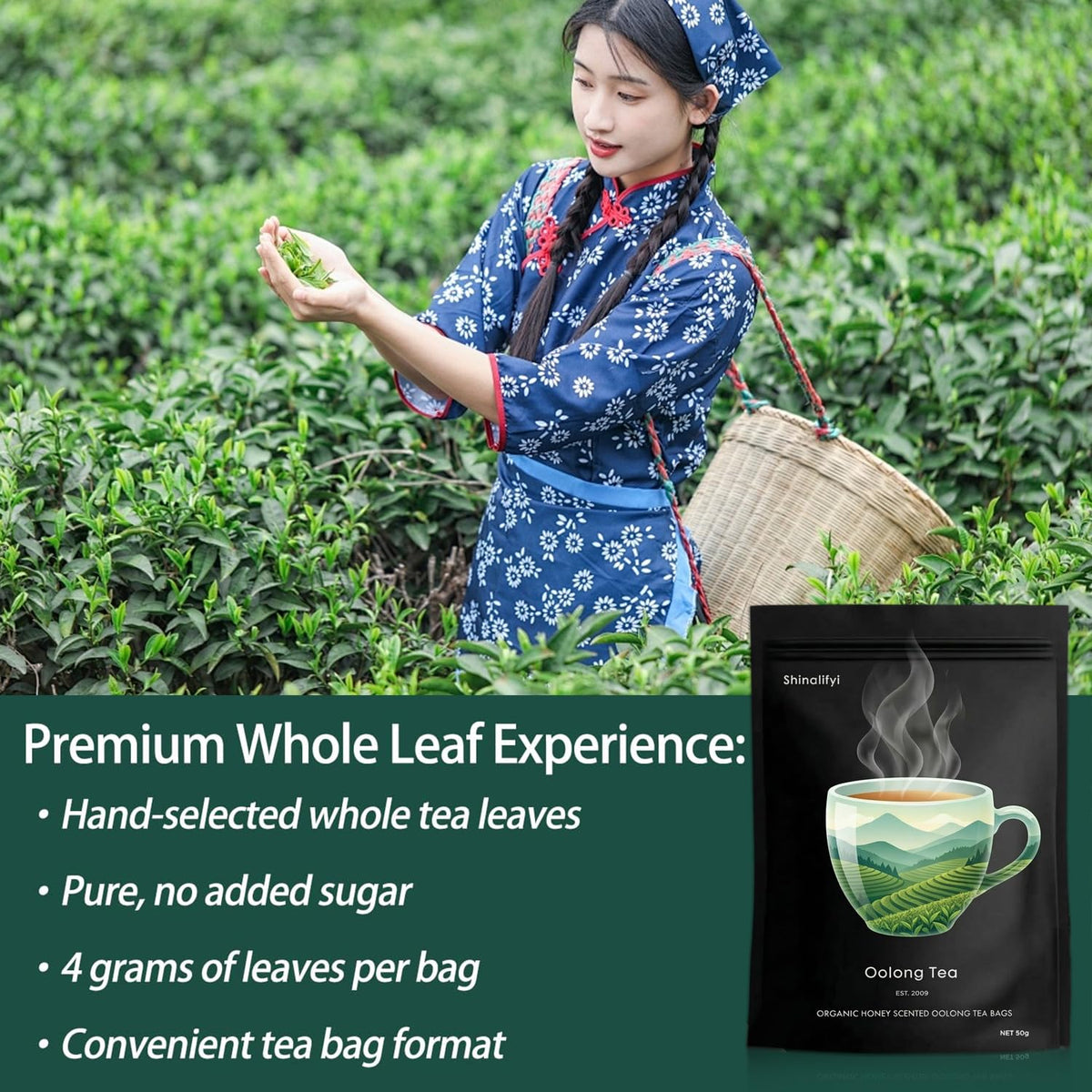 New Oolong Tea Whole Leaf Tea Bags,Help Cortisol Balancing Calming for Stress Relief, Digestion and Metabolism,High-Altitude Grown Loose Leaf Tea,Smooth, Aromatic,Vegan, Non-GMO,20 Bags(2)