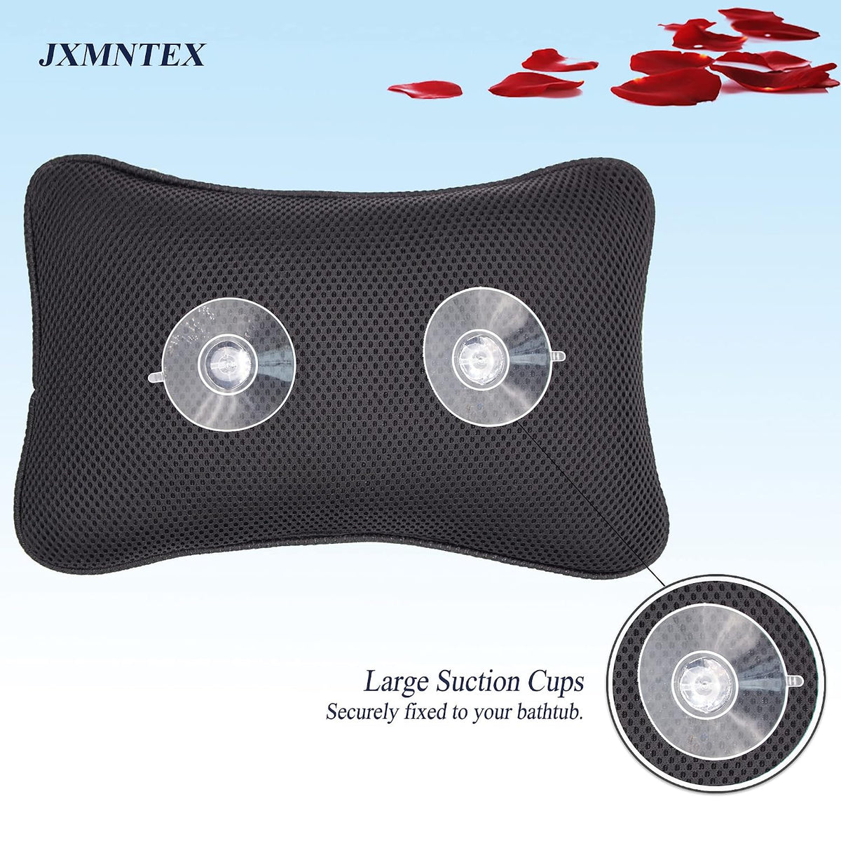 Bathtub Pillow, Non Slip, Breathable Soft, Comfortable Head Neck Support, Machine Washable, 2 Large Suction Cups (White)