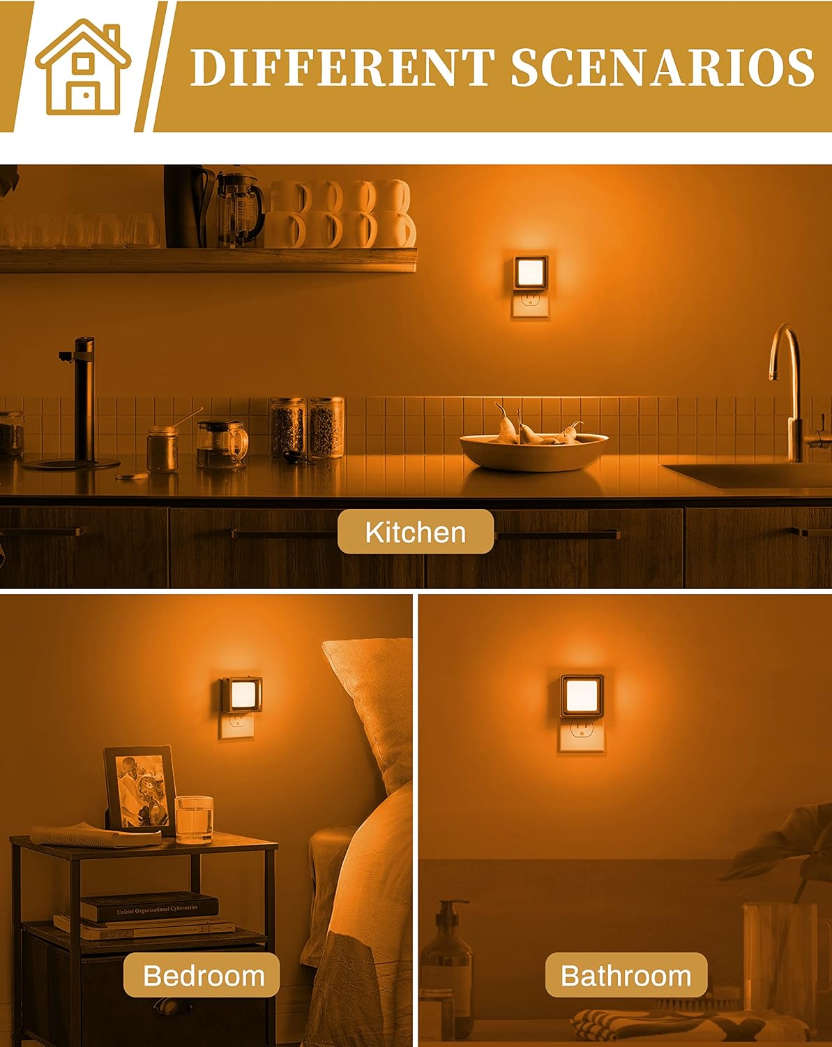 DORESshop LED Night Light, Night Lights Plug Into Wall [2 Pack] with Dusk-to-Dawn Sensor, Dimmable Nightlights, Adjustable Brightness for Bathroom, Hallway, Bedroom,Kids Room,Stairway,Soft White