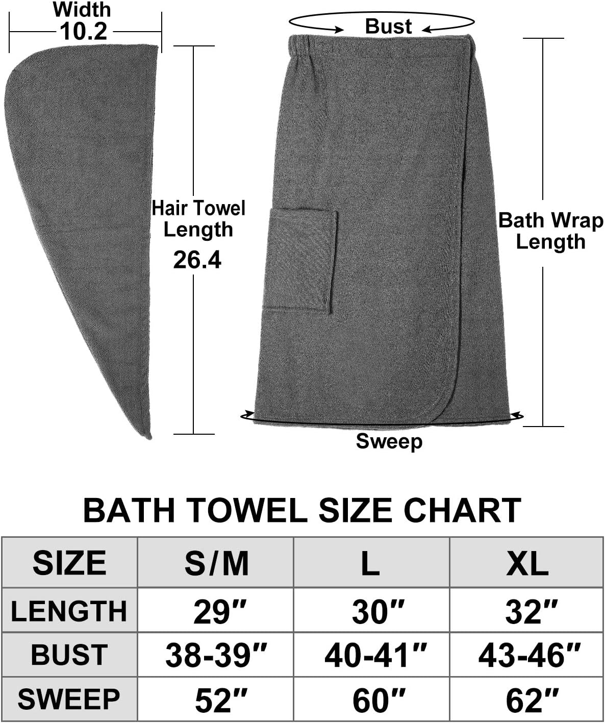 Kniffi Women's Spa Wrap & Hair Towel Body Wrap Adjustable Closure Bathrobe
