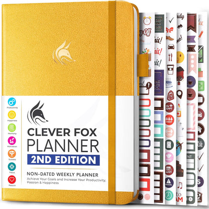 Clever Fox Planner 2nd Edition – Colorful Weekly & Monthly Goal Planner, Time Management & Productivity Organizer, Undated, A5 (Dark Teal)