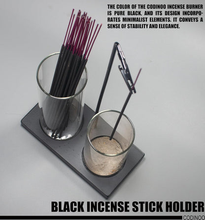 2 in 1 Incense Burner Holder for Sticks,Glass Incense Holder with Storage,Upside Down Incense Holder for Sticks with Glass Ash Catcher for Meditation Yoga Spa Room Home Decor[Full Black]