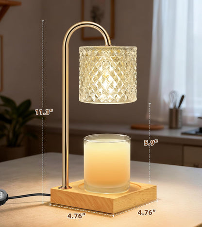 TigQiang Candle Warmer Lamp with Timer Dimmer, Birthday Gifts for Women Mom, House Warming Gifts, Elegant New Home Decor, Wax Warmer for Jar Candles, Heater Lamp for Scented Wax, Amber Glass