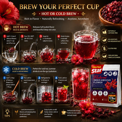 WOTIHA Premium 80 Hibiscus Flower Tea Bags (Flor de Jamaica) - 100% Natural, Tart & Refreshing, Hot or Ice Tea - Rich in Antioxidants, Sugar-Free Caffeine-Free Non-GMO Vegan Gluten-Free.