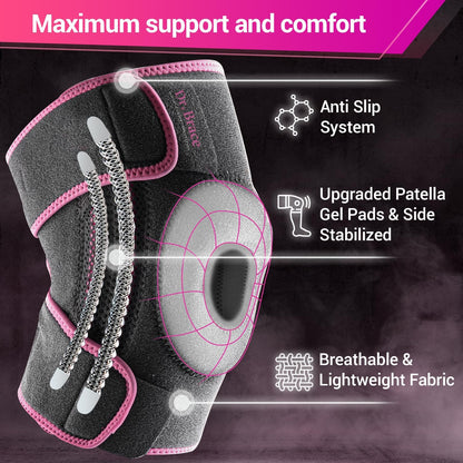 DR. BRACE ELITE Knee Brace with Side Stabilizers & Patella Gel Pads for Maximum Knee Pain Support and fast recovery for men and women-Please Check How To Size Video (Mercury, Medium)