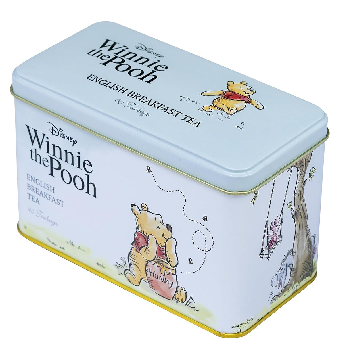 New English Teas Winnie the Pooh Tea Caddy with 40 English Breakfast Teabags, Tigger, Piglet & Eeyore