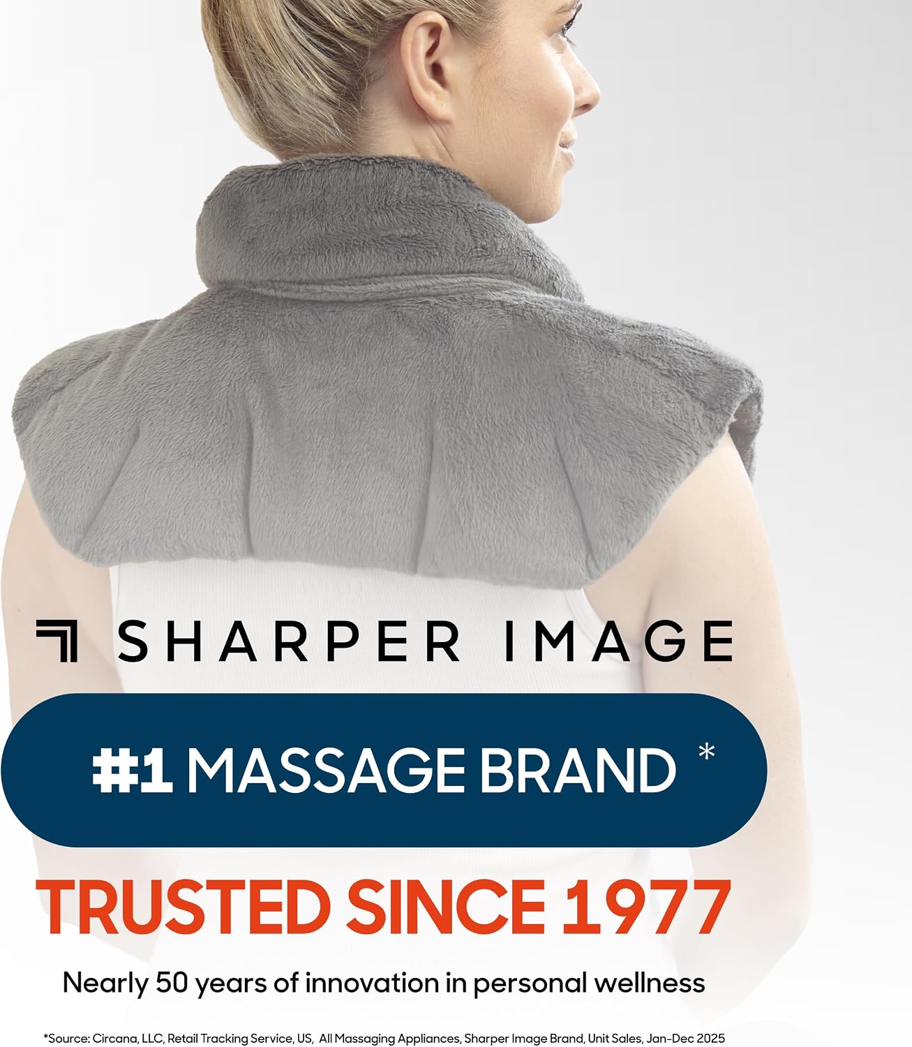 Sharper Image Heated Neck & Shoulder Wrap - Microwavable Warm & Cooling Plush Pad, Scented Aromatherapy (100% Natural Lavender & Herb Spa Blend), Pain Tension Headache Relief Therapy, Gift for Women