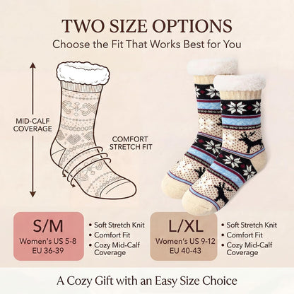 Cozylook Fuzzy Slipper Socks for Women with Grips Warm Cozy Soft Non-Slip Winter Socks Cozy Gift Idea