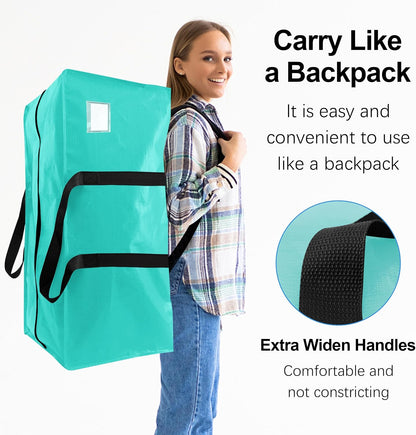 VELVETSURE Heavy Duty Extra Large Moving Bags W/Backpack Straps - Strong Handles & Zippers, Storage Totes For Space Saving, Fold Flat, Alternative to Box and Bin (Set of 6, Multicolor)