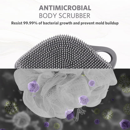 Sndyi Silicone Body Scrubber, Gentle Exfoliating Body Scrubber for Sensitive Skin, Leaf Shaped Shower Scrubber for Body with Lathering Bristles, Silicone Loofah Body Brush for Showering, Oatmeal