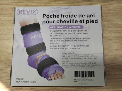 REVIX Ankle Ice Pack Wrap for Foot Pain Relief and Feet Injuries, Reusable Gel Ice Cold Packs for Achilles Tendonitis, Plantar Fasciitis, Sprained Ankles and Heels