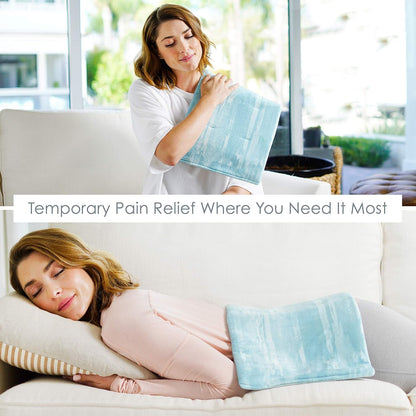 Pure Enrichment PureRelief Express Designer Series Electric Heating Pad - 12” x 15” Fast-Heating with 4 Heat Settings, Machine-Washable Fabric, & 2-Hour Auto Safety Shut-Off - Cerulean Diamond