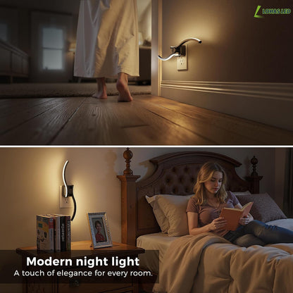 L LOHAS LED Night Lights Plug into wall, Amber Night Light with Adjustable Brightness, Plug in NightLight with Auto Light Sensor, Wall Sconce-Style Design Night Light for Bathroom,Hallway, 2 Pack