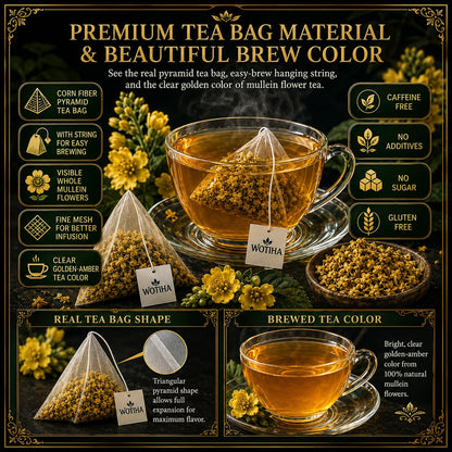 WOTIHA Mullein Leaf Tea Bags 150 Ct - Pure Herbal Tea for Lung Health