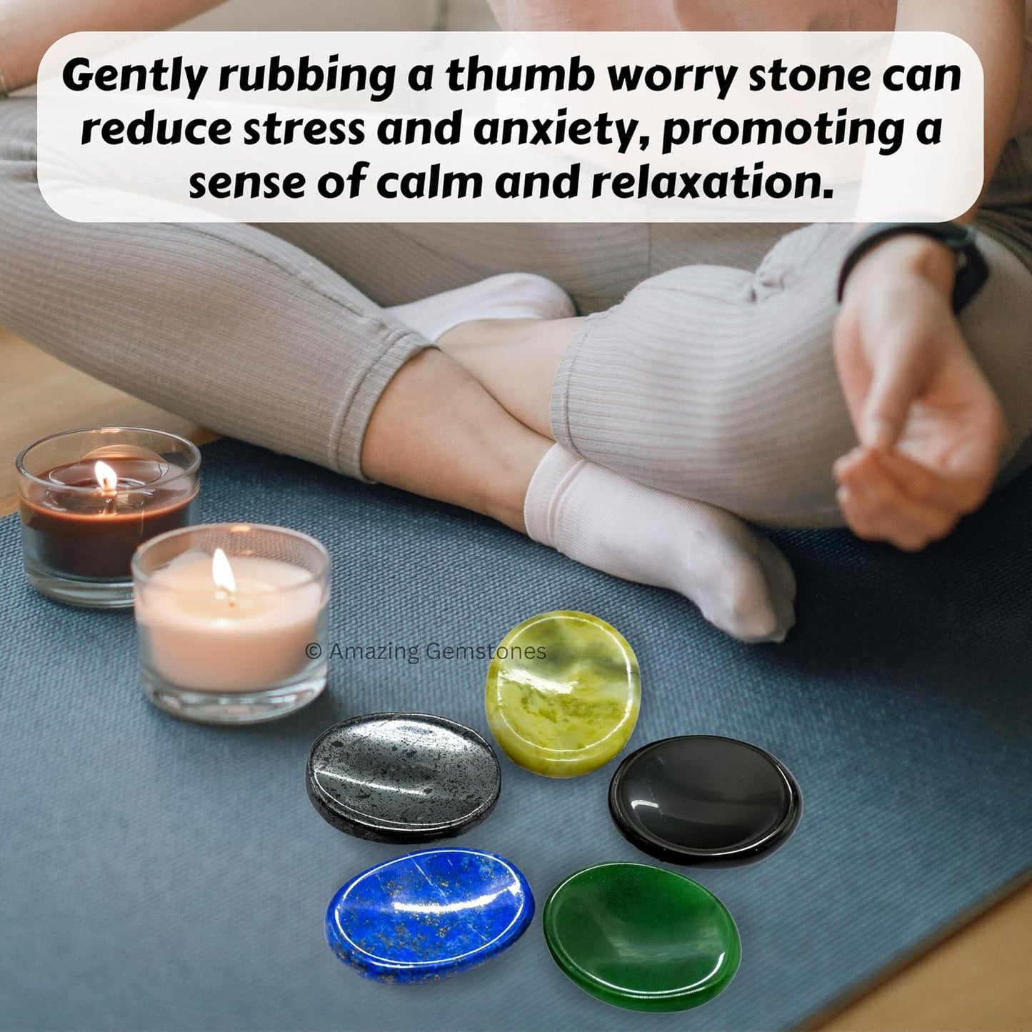 Amazing Gemstone Labradorite Thumb Worry Stone, Anxiety Stone, Healing Crystals - Piedra Crystal Fidget for Gift, Meditation, Calming, Relaxation, Stress Relief - Colors B