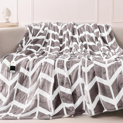 VENTIMI Electric Blanket Heated Throw, 50" x 60" Heated Blanket with 5 Heat Levels & 3 Hours Auto Off, Fast Heating Blankets with ETL & FCC Certification, Grey