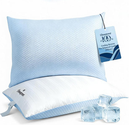 Beautyrest Hotel Pillows Luxury Cooling Queen Size Set of 2 Soft Medium