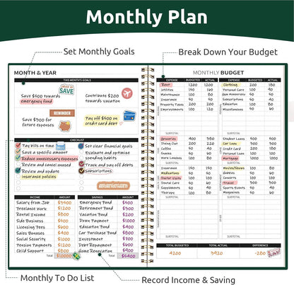Budget Planner - Monthly Budget Book with Expense Tracker Notebook, Undated Bill Organizer & Finance Planner to Take Control of Your Money, Account Book to Manage Your Finances-Pink